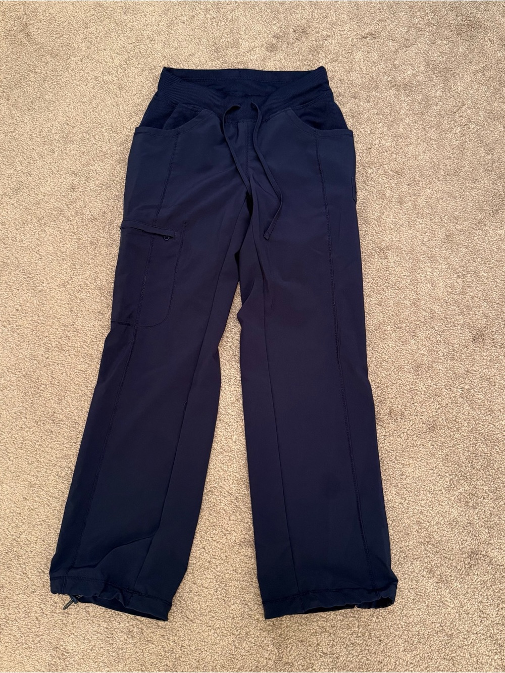 Navy Drawstring Cargo Scrub Pants